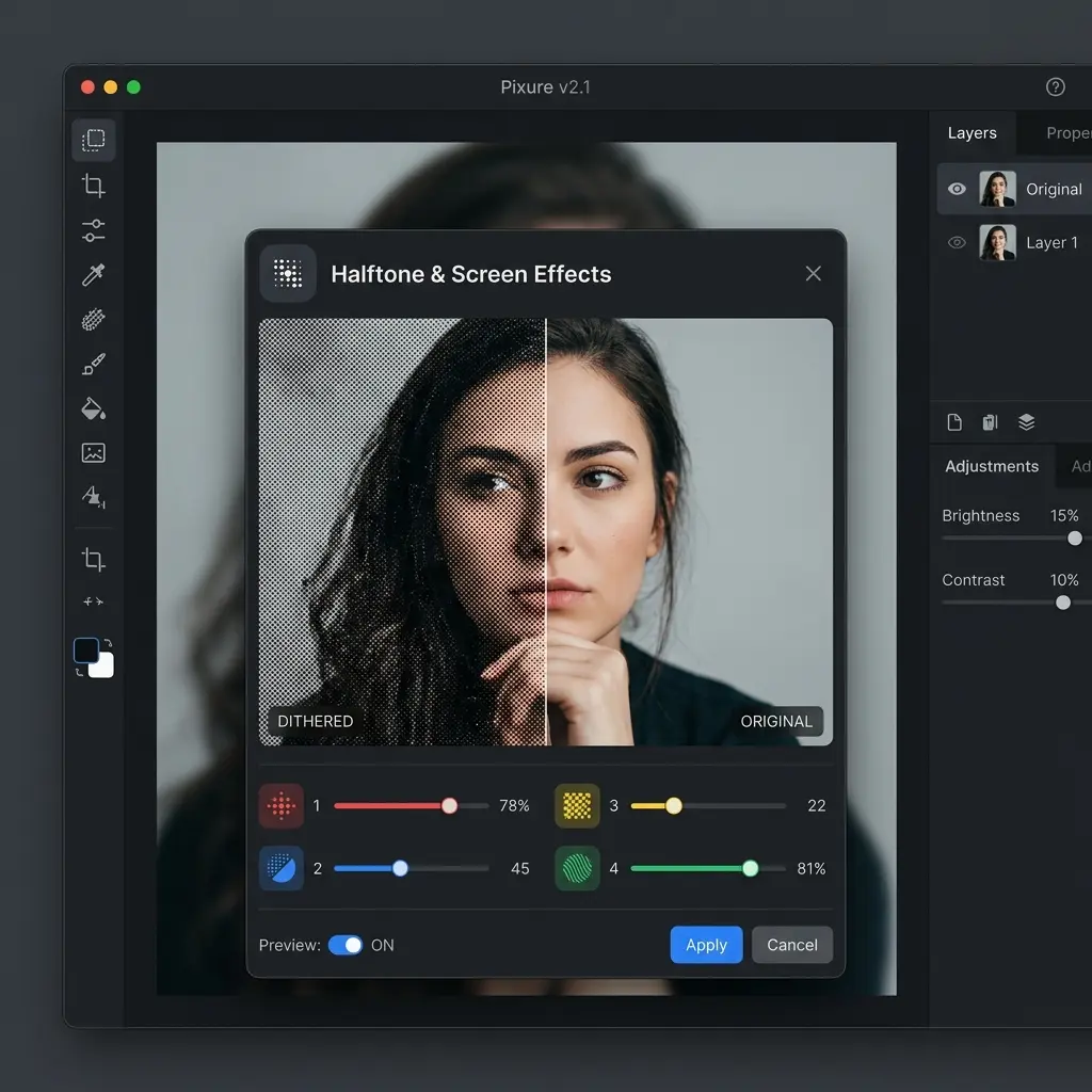 GIMP G'MIC Descreen filter interface showing Repair > Smooth Descreen option for moire pattern removal