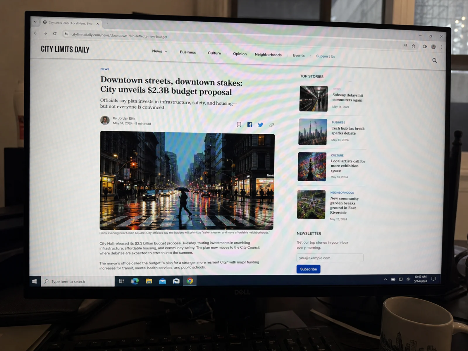 Screen photo of a news article with wavy lines