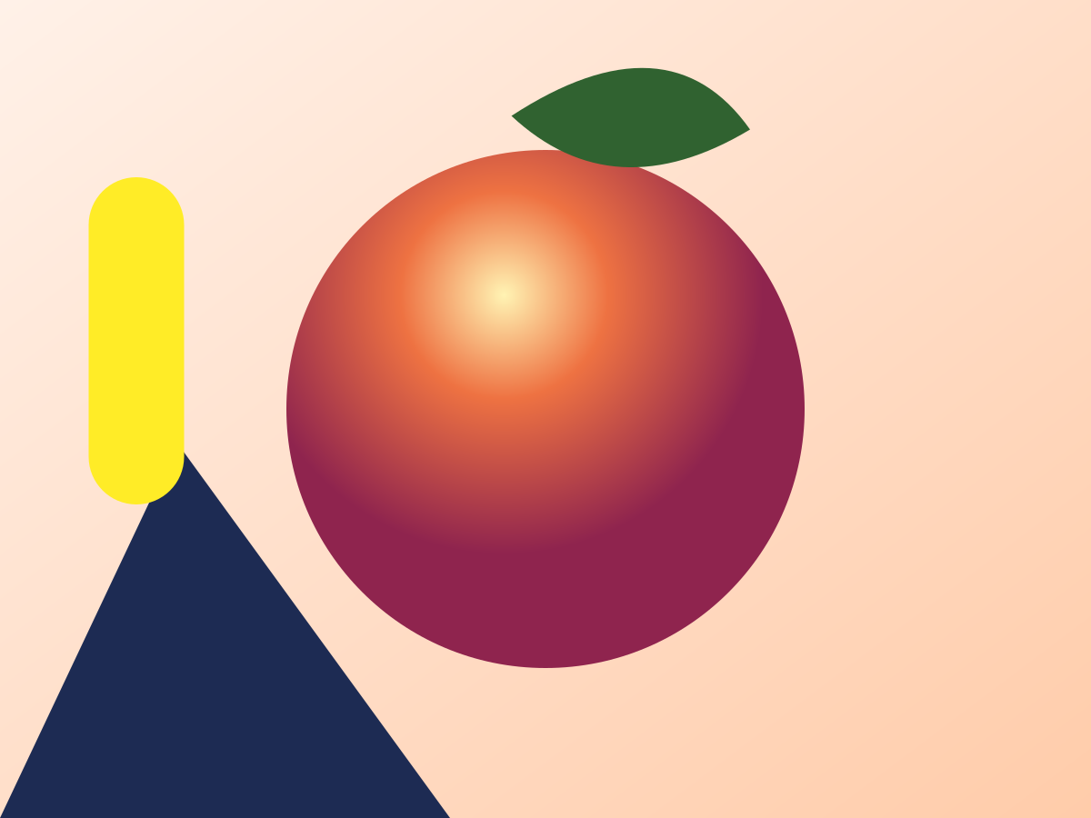 Farbige Illustration mit einer schattierten orangefarbenen Kugel vor dem Halftone-Effekt